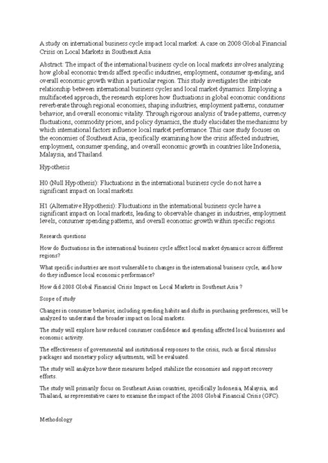 Impact of the 2008 GFC on Local Markets in Southeast Asia: A Case Study ...