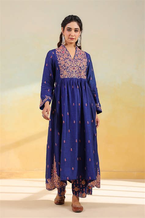 Electric Blue Kairi Buta Jaal Frockstyle – Label Niti Bothra