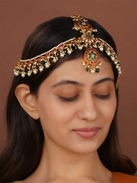 Multicolor Gold Plated Temple Mathapatti - TMPMM12M – Mortantra