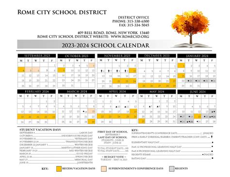 RCSD 2023-24 School Calendar | Rome City School District