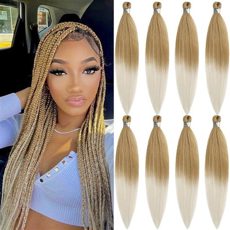 Amazon.com : UPruyo Blonde Ombre Braiding Hair Pre Stretched Kanekalo ...