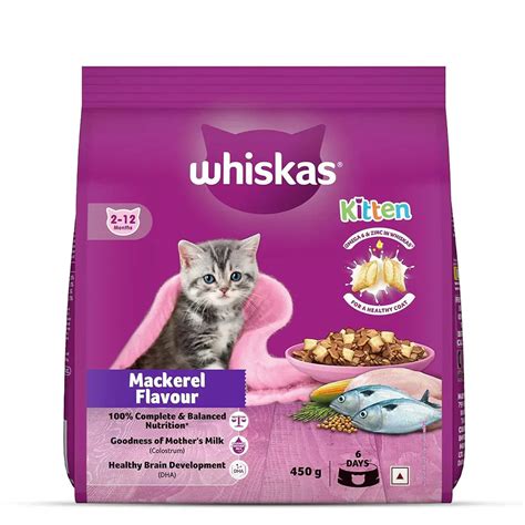 Buy Whiskas Kitten (2-12 Months) Mackerel Dry Food - 1.1 Kg | Zigly