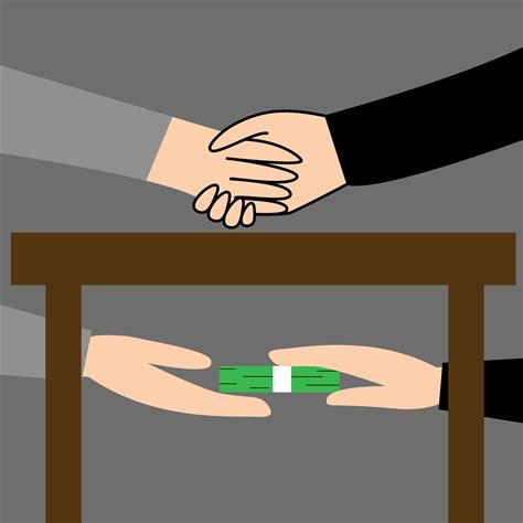Illustration of two people giving bribe money under the table. Vector ...