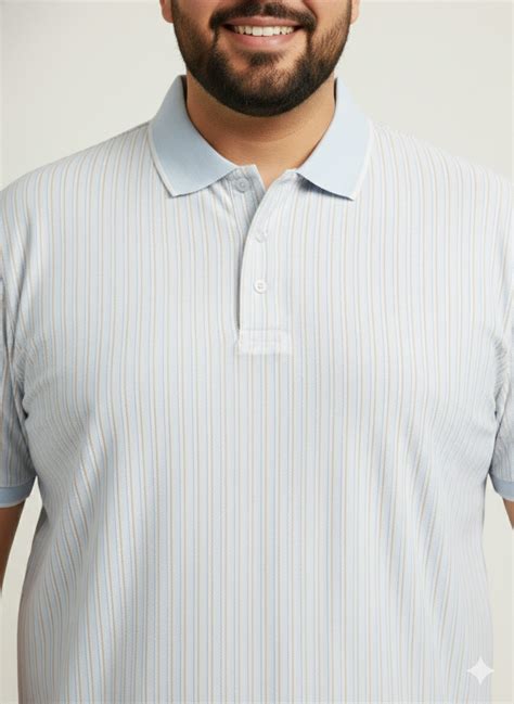 Plus Size Men Striped Polo Collar T-shirt