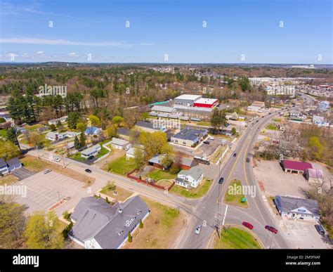 Das historische Zentrum von Seabrook aus der Vogelperspektive an der Main Street und der ...
