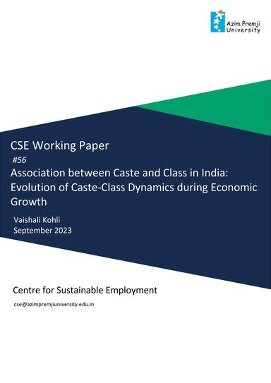 Association between Caste and Class in India- Evolution of Caste-Class ...