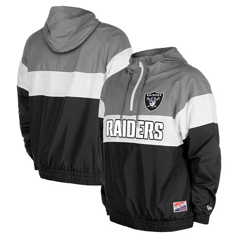Men's New Era Black Las Vegas Raiders 3rd Down Raglan Quarter-Zip ...