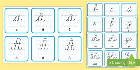 Literele alfabetului de mână - Cartonașe - România