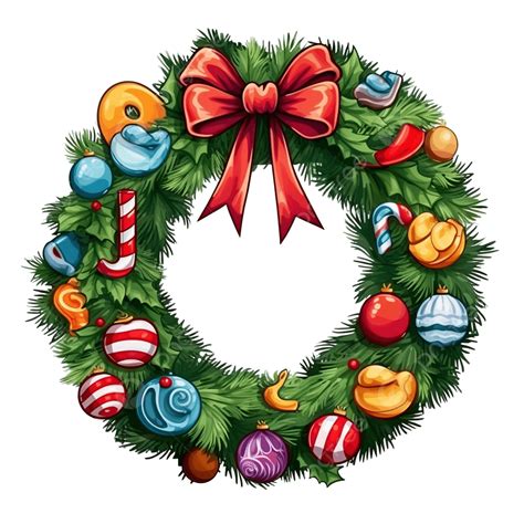 Cartoon Merry Christmas Wreath, Christmas Clipart, Cartoon Clipart ...