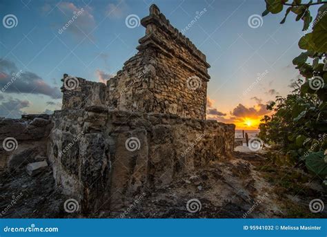 Mayan Ruins in Cancun Mexico at Sunrise Stock Photo - Image of ocean ...