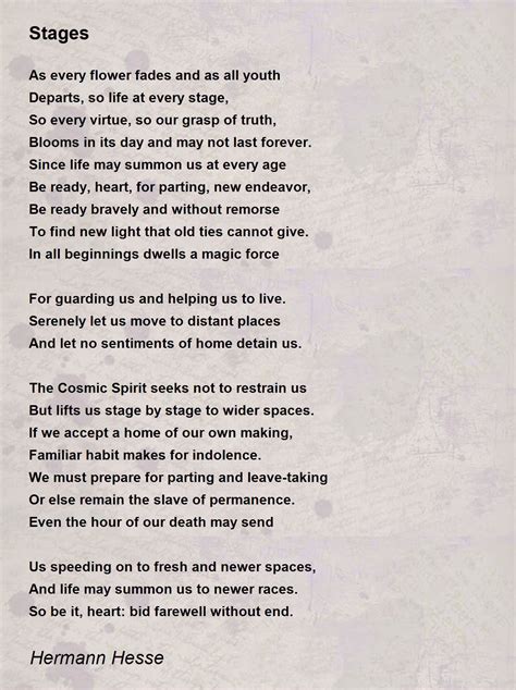 Stages Poem by Hermann Hesse - Poem Hunter