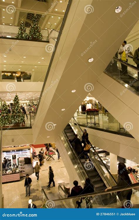 Holiday shopping mall editorial photo. Image of escalators - 27846551