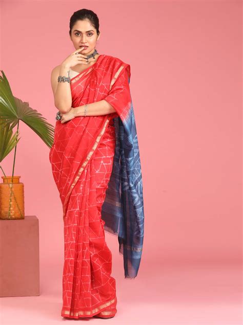 SCARLET FLAME (CHANDERI SILK COTTON SAREE)