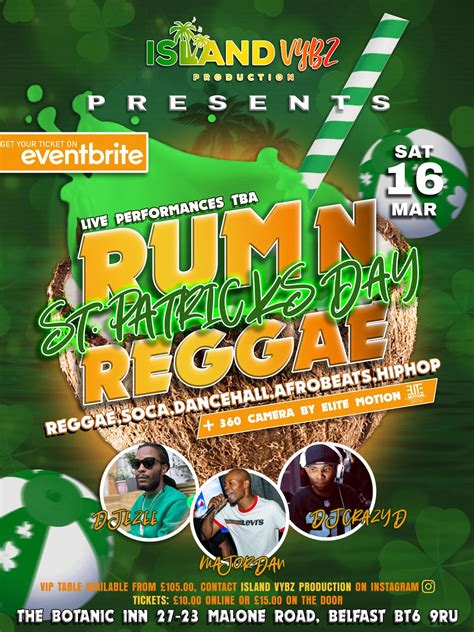 Rum N Reggae St Patricks Day Special, The Botanic Inn, Belfast, 16 ...