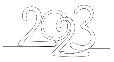 2023 anno schizzo disegno a linee continue | Vettore Premium