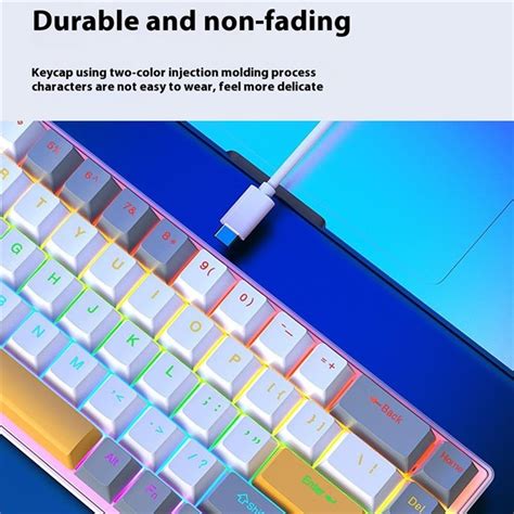 Y-FRUITFUL K68 Color Splicing Wired Keyboard 68-Key RGB Backlit Comput ...