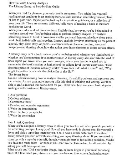 Image result for Literary Analysis Essay Examples