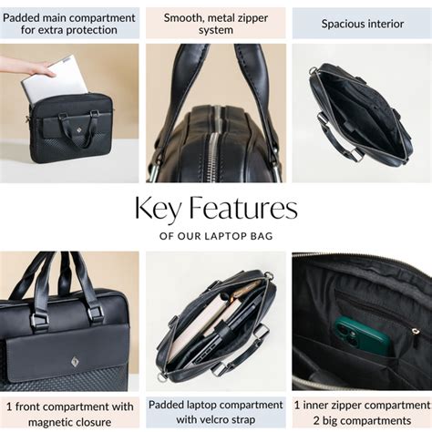 Embossed Vegan Leather Laptop Bag Black Online - Premium Laptop Bag ...