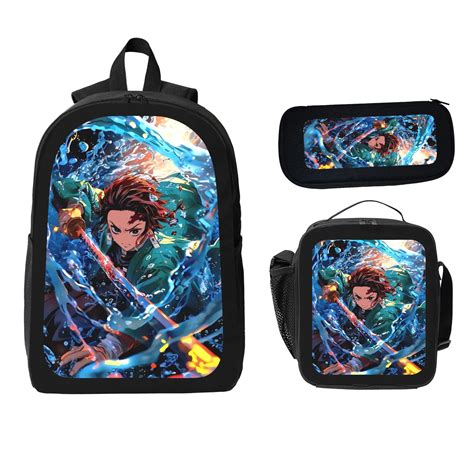 Demon Slayer Tanjiro 3-in-1 Backpack Set Dynamic Anime Themed with ...
