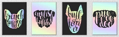 Dog Face Silhouette Wall Art, Set Of 4 – Myindianthings