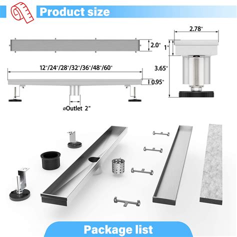 Snapklik.com : 60 Inch Tile Insert Linear Shower Drain, Include ...