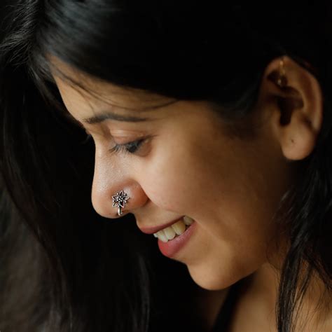 Buy Filigree Sadafulee Nose Pin - House of Aadyaa - 92.5 Silver Jewelry