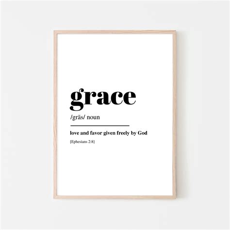 Grace Definition Print Bible Verse Scripture Christian Art - Etsy