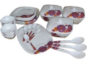 Hamlay by SIGRI-WALA Pack of 40 Melamin Abstract Flowers Dinner Set ...