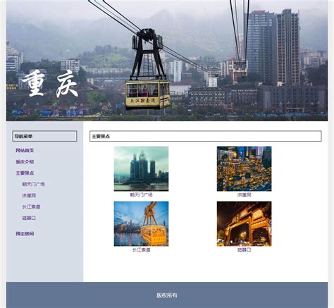 重庆旅游介绍网页设计-HTML静态网页-dw网页制作