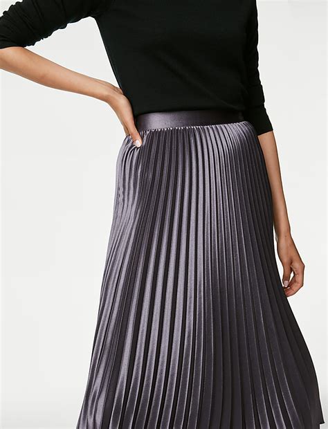 Buy Satin Pleated Midaxi Skirt at Marks & Spencer