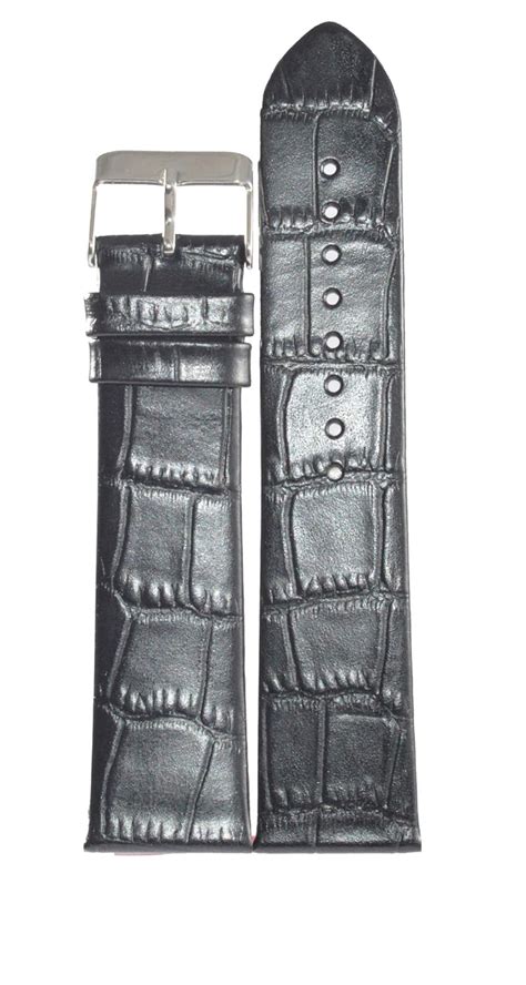 Kolet® 22mm Slim & Thin Leather Watch Strap/Band (Black)(Size Chart ...