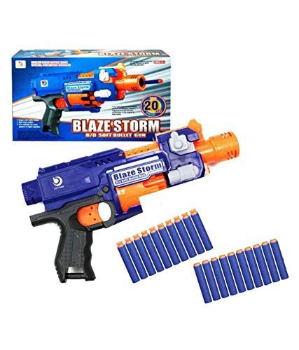 generic Blaze Storm Manual Soft Bullet Shooting Gun Toy with 20 Safe ...
