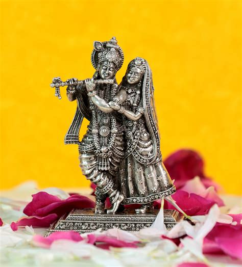 Divine Love Embodied: Pure Silver Radha Krishna Idol – Kashi Silver