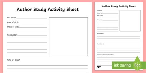 World Book Day Author Study Worksheet / Worksheet