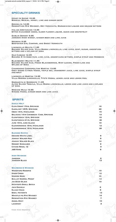 Menu at Armando's - Winter Park pizzeria, Winter Park, 463 W New ...