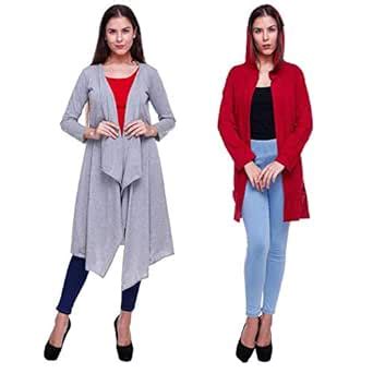 Buy Rane Women's Solid Cotton Combo Long Shrug Multicolour at Amazon.in