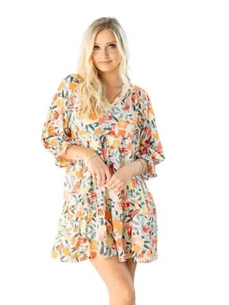 Buy Pimu Women Western Dress Floral Print Wrap V Neck Dress & Ruffle ...