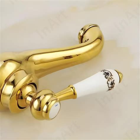 InArt Classic Gold Bathroom Faucet, 12-Inch Waterfall, Single Lever, H ...