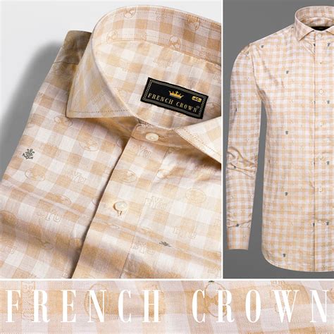 Chamois Brown and White Formal/Casual Prints Premium Cotton Jacquard ...