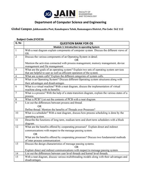 OS QB Module 1 - Department of Computer Science and Engineering Global ...