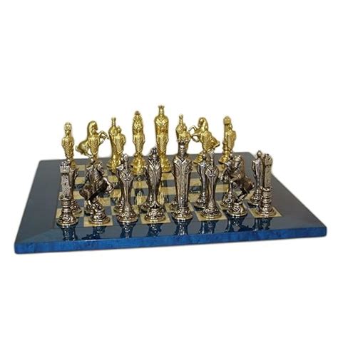 Buy Renaissance Metal Chess Set on Mother of Pearl Board Online at ...