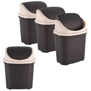 Kuber Industries Pack of 4 Plastic Swing Lid Dustbin for Home, Bathroom ...