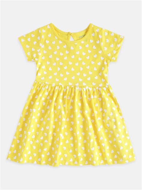 Buy Pantaloons Baby Yellow & White A Line Cotton Dress - Dresses for ...
