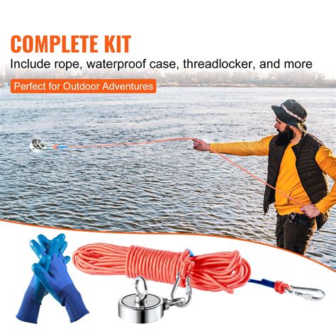 VEVOR Magnet Fishing Kit, 1200lbs 2.95inch Diameter Double Sided ...