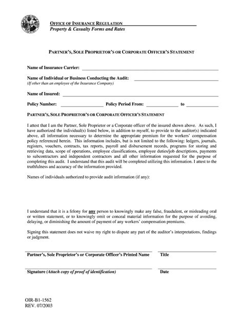 2003-2026 Form FL OIR-B1-1562 - Blank Fillable Template | Fill Out ...
