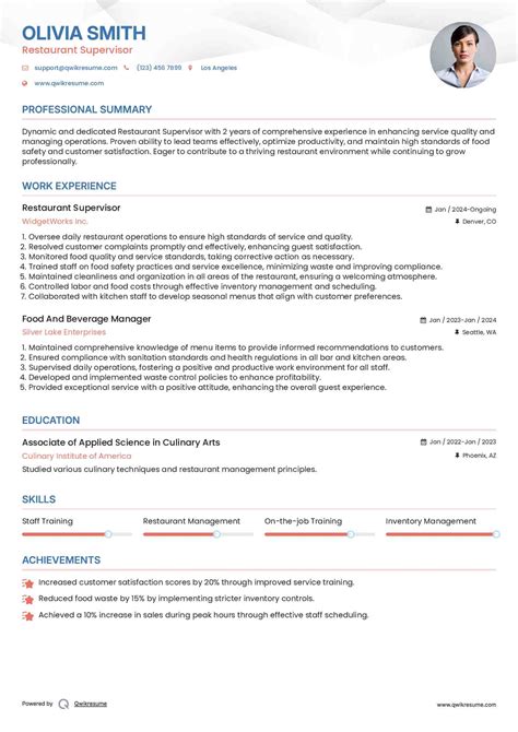 Restaurant Supervisor Job Description - astonishingceiyrs