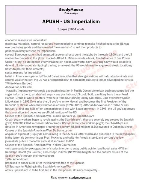 APUSH - US Imperialism - Free comparison essay example, compare and ...