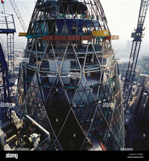 Construction of 30 St Mary Axe or the Gherkin, London, UK Stock Photo ...