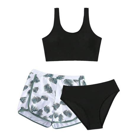 Girls 3 Piece Swimsuit Long Sleeve Rash Guard Sets UPF 50+ Cover Up ...