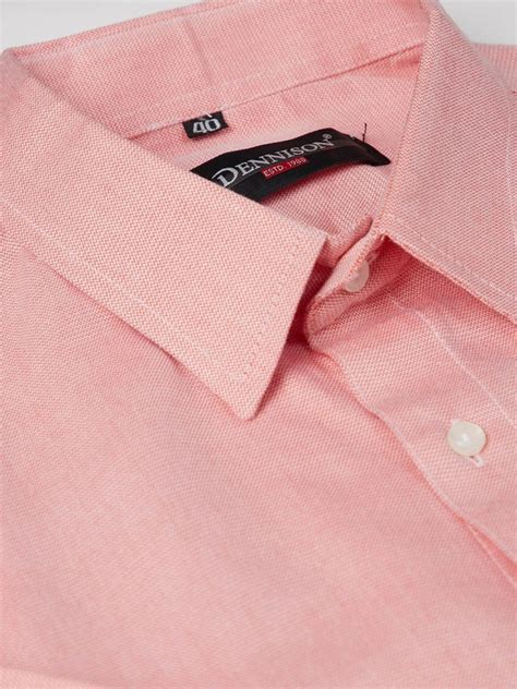 Men Peach-Coloured Smart Slim Fit Self Design Formal Shirt – Dennison ...
